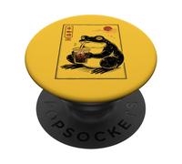 Ukiyoe Iced Coffee Frog Japanese Line Art Funny Ice Coffee PopSockets Adhesive PopGrip