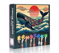 Ukiyoe Jigsaw Puzzles for Adults 1000 Pieces, Japanese Style Whale Painting Puzzles 1000 Piece, Difficult Impossible Challenges, 19.5 x 27.5 Inch