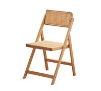 Ukkajovlex Rattan Chair，Folding Chair Wooden，Folding Stool Chair With Backrest，Single Chair Ergonomic，No Assembly Easy Carry，Single Chair Bamboo With Handle For Home Garden Office Dining(Natural)