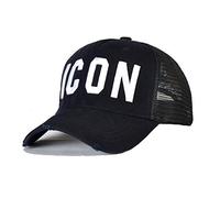 UKKD Baseball Cap Fashion Sports Black Colour White Icon Letter Embroidery Breathable Cotton Mesh Hats Baseball Hat Sunscreen Tide Cap
