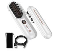 UKLISS Cordless Hair Straightener Brush, Upgraded Pro Portable Mini Straightening Brush for Travel, Negative Ion Hot Comb Wireless Hair Straightening Brush for Women, 9000 mAh USB Cordless Hair Styler