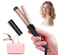UKLISS Curling Tongs for Short Hair Medium Long Hair - 25mm Compact Mini Curling Iron [160-200℃], 1 Inch Travel Friendly Ceramic Mini Hair Curler Wand, 3 Temps Adjustable, Double Voltage (Black)