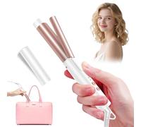 UKLISS Curling Tongs for Short Hair Medium Long Hair - 25mm Compact Mini Curling Iron [160-200℃], 1 Inch Travel Friendly Ceramic Mini Hair Curler Wand, 3 Temps Adjustable, Double Voltage (White)