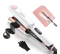 UKLISS Hair Waver - Pro 3 Barrels Mermaid Waver [130-210℃], Beach Waves Curler for Beginners, Lightweight Wave Curling Iron Crimpers for Women | with Heat Insulation Mat, Gloves & Storage Bag