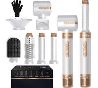 UKLISS Hot Airstyler 7 in 1, One Step Hot Air Brush 110000 RPM High Speed with Hair Dryer Brush, Diffuser, Hair Straightening Brush, Left/Right Wrap Air Wand, Concentrator