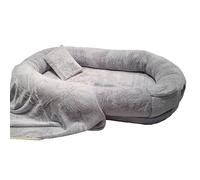 UKLULUAMZ Pet Large Dog Beds Human Dog Bed, Giant Dog Bed for Humans, Oval Human Dog Bed, Outdoor Dog Bed, Pets Dog Bed with Blanket for People (Grey M)