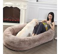 UKLULUAMZ Pet Large Human Dog Bed, Giant Dog Bed for Humans Warm and Super Soft in Winter Luxurious Faux Fur Plush Dog Beds Giant Beanbag Bed (Brown 175cm)