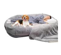 UKLULUAMZ Pet Large Human Dog Bed, Giant Dog Bed for Humans Warm and Super Soft in Winter Luxurious Faux Fur Plush Dog Beds Giant Beanbag Bed (Light Gray 180x115cm)