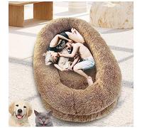 UKLULUAMZ Pet Round Dog Bed Pet Beds for Dogs, Human Dog Bed, Extra Large Size Bed for People Adults and Pets, Fluffy Giant Beds Dogs with Removable (Brown 190cm)