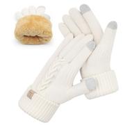 UKNOWISA Thermal Winter Gloves,Thicken Elastic Cuff Touch Screen Fleece Lining Knitted Warm Soft for Outdoor Running Dog Walking -Women Men