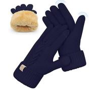 UKNOWISA Thermal Winter Gloves,Thicken Elastic Cuff Touch Screen Fleece Lining Knitted Warm Soft for Outdoor Running Dog Walking -Women Men