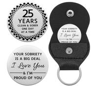 Ukodnus 1 to 11 Months Sobriety Coin, 1 to 30 Years Sober Coin, Clean & Sober One Day at a Time, Recovery Token, AA Anniversary Medallion Chip Gifts, Alcoholics Anonymous, S, Stainless Steel, no