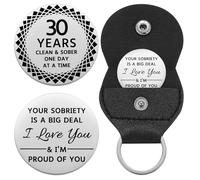Ukodnus 1 to 11 Months Sobriety Coin, 1 to 30 Years Sober Coin, Clean & Sober One Day at a Time, Recovery Token, AA Anniversary Medallion Chip Gifts, Alcoholics Anonymous, S, Stainless Steel, no