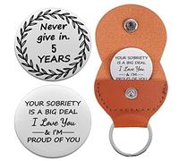 Ukodnus 1 to 30 Year Sobriety Coin 1 to 11 Month Recovery Token Sober Anniversary AA Recovery Medallion Chip 12 Step Gifts NA OA, S, Stainless Steel, not known