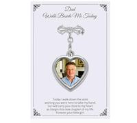 Ukodnus Personalized Bridal Bouquet Charm with Photo, Dad Memorial Charm for Bride, Walk Beside Me Today Father Remembrance Charms, Memorial Gifts for Bride Remembrance Dad in Heaven