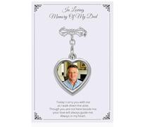 Ukodnus Personalized Bridal Bouquet Charm with Photo, Memorial Charms for Deceased Dad, Wedding Bouquet Remembrance Charm for Bride, Memorial Gifts for Bride Remembrance Dad in Heaven