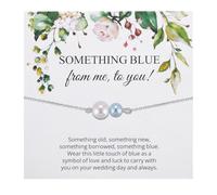 Ukodnus Something Blue Anklet for Bride, Wedding Day Something Blue Gift, Pearl Anklet Bridal Jewelry, Bridal Shower Gift for Bride, Bachelorette Gifts, M, Stainless Steel, no gemstone