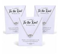 Ukodnus Tie the Knot Necklace, Bridesmaid Proposal Knot Pendant, I Can't Tie the Knot Without You Gift, Bridal Party Jewelry for Bridesmaids & Maid of Honor, Wedding Love Knots Necklace, M, Stainless