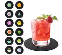 UKOFEW Coasters for Vinyl Records, Set of 12, Non-Slip, Retro Style, Washable, Round, Felt, 2 Colors