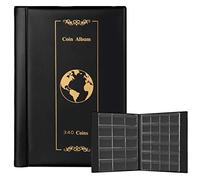 UKOFEW Coin Storage, 340 Pieces Euro Coins Scrapbook Coin Album Coin Album Coin Album for Coin Collection Accessories, Money Currency, Penny, Quarter (Black)
