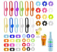 UKOFEW Silicone Glass Markers, 48 Pieces Wine Glass Signs, Wine Glass Identifier, Reusable Glass Markers for Various Cups, Decorations Supplies, 2.5, Silicone, Glass Markers