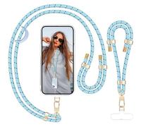 UKON Phone Lanyard Crossbody Phone Strap and Wrist Strap Set Adjustable Neck Strap 2 Patches with Premium Metal Buckle Compatible with Most Mobile Phone（Light Blue）