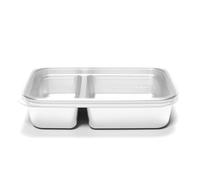 UKONSERVE - Rectangular Divided Stainless Steel Food Container with Silicone Lid - Clear - 28oz / 825ml