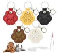 UKONWIT 5PCS Dog Fur Storage Keychain,Dog fur keepsake,Pet Hair Collector Keychain,Pet Memorial Gift (5PCS Keyring,1PCS Pink Tweezers,1PCS White Comb Brush) for Bag Purse Paw Charm Key Holder.