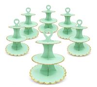 UKoosien 6 Pack Green Cardboard Cupcake Stand 3 Tier, Afternoon Tea Stands for Fairy Cakes, Sandwiches, Desserts, Wedding, Baby Shower, Birthday Party & Dessert Table Display
