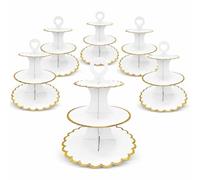 UKoosien 6 Pack White Cardboard Cupcake Stand 3 Tier, Afternoon Tea Stands for Fairy Cakes, Sandwiches, Desserts, Wedding, Baby Shower, Birthday Party & Dessert Table Display
