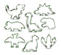 UKoosien Dinosaur Cookie Cutter Set, 8-piece-Trex, Brontosaurus, Spinosaurus, Brachiosaurus, Triceratops, Dinosaur Head Footprint, Dinosaur Cookie Cutter Baking Mould for Kids Dinosaur Party