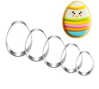 UKoosien Easter Egg Cookie Cutter Set-5 Piece-11 cm 9.6 cm 8.2 cm 7.2 cm 5.7 cm-Large and Mini Egg Biscuit Cutters for Easter