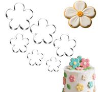 UKoosien Flower Cookie Cutter Set-6 Pieces（10.2 cm 9 cm 7.6 cm 6.4 cm 4.5 cm 2.4 cm）-Steel Biscuit Cutters, Dishwasher Safe-for Cookies, Cakes & Decoration-Ideal for Baby Shower, Wedding and Birthday