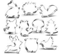 UKoosien Forest Animal Cookie Cutter Set-10 Piece-Squirrels, Mushroom, Bird, Rabbit, Hedgehog, Tree, Deer, Fox, Owl-Cookie Cutter Baking Mould for Kids Party