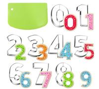 Ukoosien Large Number Cookie Cutters Set with Dough Scraper 8.3 cm Cookie Cutter Fondant Biscuit Fondant Decorating