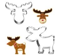 UKoosien Silver Reindeer Cookie Cutter Set of 2, 9 cm, Durable Stainless Steel Construction, Large Size for Easy Use