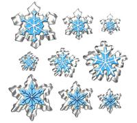 UKoosien Snowflake Cookie Cutters Set - 9pcs Stainless Steel Biscuit Cutters, Winter & Christmas Fondant Moulds, Plunger Cutters for Baking, Sandwiches, Cakes & Holiday Decorations