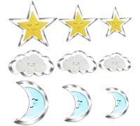 UKoosien Star Moon Cloud Cookie Cutters Set - 9 Pieces - Stainless Steel Biscuit Cutters, Dishwasher Safe - For Cookies, Cakes & Decoration - Ideal for Baking, Fondant, Kids Parties and Holiday Treats