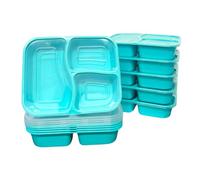 UKPackEase - 3-Compartment Meal Prep Containers - Plastic Food Trays with Lids - 1000ml/35.2oz - Reusable Food Storage Boxes with Leak-Resistant Lids - Stackable Bento Lunch Boxes (50 pack)