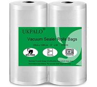 UKPALO 2 Pack 20cm x 1500cm Vacuum Sealer Bags Rolls (Total 30m), 4 mil Thicken Food Save Vacuum Sealer Bags, BPA-Free Vacuum Seal Rolls, Great for Vac Seal Storage and Sous Vide