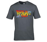 UKPrintwear Back to The 90's Lightning T-Shirt (Charcoal, Medium)