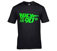 UKPrintwear Back to The 90's T-Shirt (Black & Neon Green, 3XL)