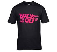 UKPrintwear Back to The 90's T-Shirt (Black & Neon Pink, 4XL)