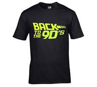 UKPrintwear Back to The 90's T-Shirt (Black & Neon Yellow, 3XL)