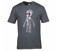 UKPrintwear DJ Baby Groot Stand T-Shirt Mens Charcoal S