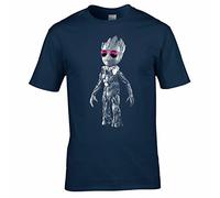 UKPrintwear DJ Baby Groot Stand T-Shirt Mens Navy Blue XL