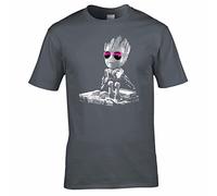 UKPrintwear DJ Baby Groot T-Shirt Mens Charcoal 2XL
