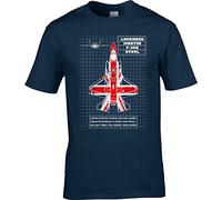 UKPrintwear F-35B Union Jack Blueprint T-Shirt (Navy Blue, 2XL)