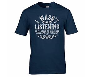 UKPrintwear I Wasnt Listening T-Shirt (Navy Blue, 5XL)