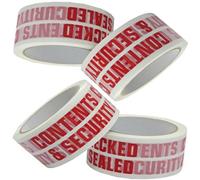 UKPS 12 LARGE ROLLS OF CONTENTS CHECKED SECURITY SEALED PRINTED WHITE POLYPROPYLENE PACKAGING PARCEL TAPE - 2 INCHES WIDE x 66 METRES PER ROLL PACKING MAILING POSTAL TAPES
